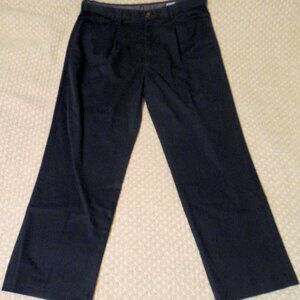 Haggar Pants 36x30 Premium No Iron Khaki Pleated Navy Quiet Luxury Officecore